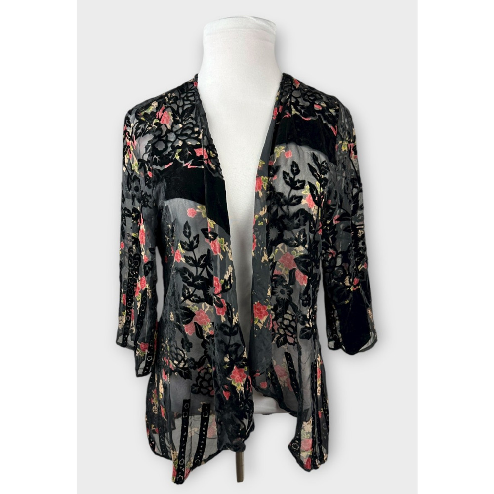 Urban Outfitters Kimono One Size Black Velvet Burnout Whimsigoth Fairy Shawl - Picture 14 of 14